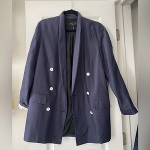 100% Silk Rag & Bone Polka Dot Navy Blazer